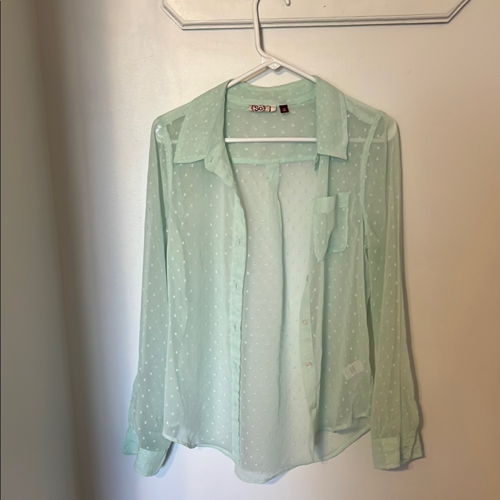 SO Mint Green Sheer Blouse